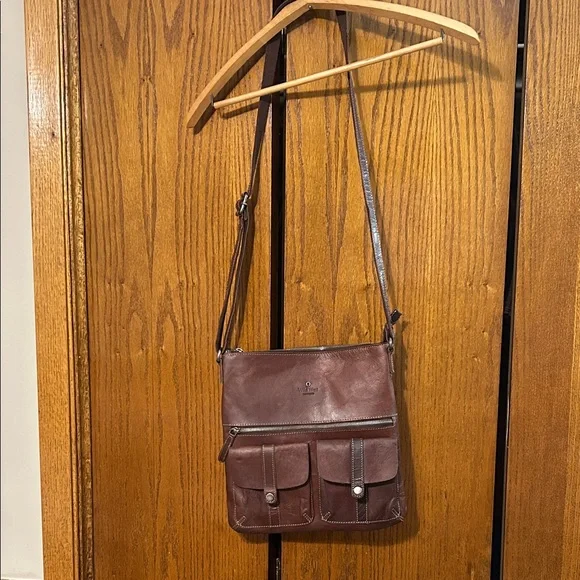 Wild West Los Angeles distressed Brown Leather Crossbody Bag purse - Picture 2 of 10